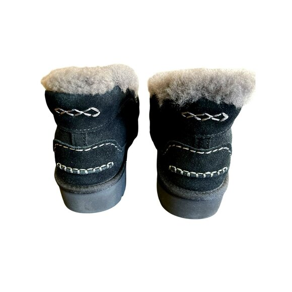 NEW UGG Black Suede Ansley Parc Fur Platform Winter Slip on Boot Size 7 - Picture 7 of 11